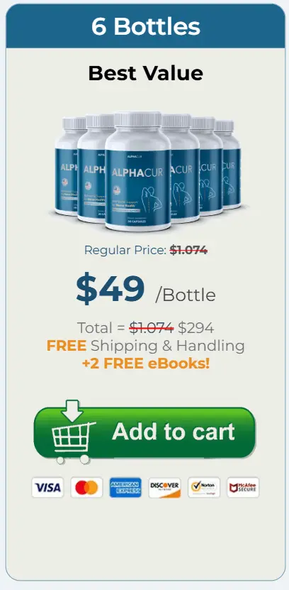AlphaCur 180-Day Supply 6-Bottle Pack â€“ Order Now for sustained nerve relief, linking to official vendor site
