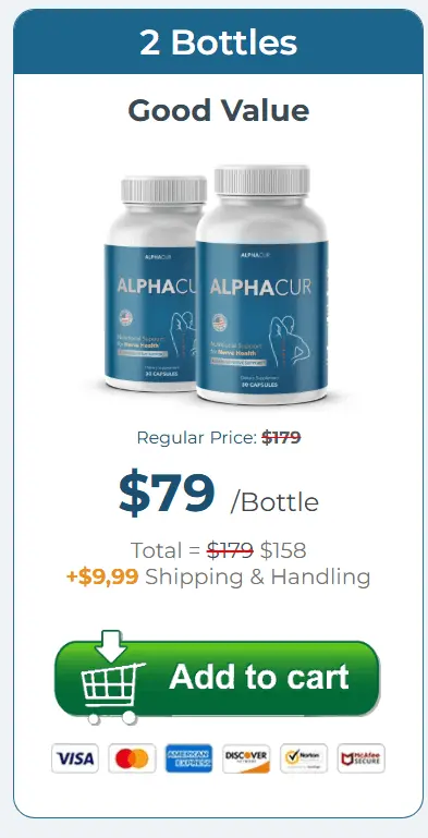 AlphaCur 1-Bottle Pack â€“ Order Now for sustained nerve relief, linking to the official vendor site